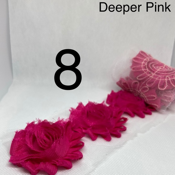 Lot of 8 Deep Pink shabby flowers headbands NEW - Picture 1 of 2